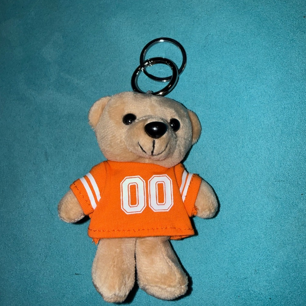 Plush Bear Keychain with Orange Jersey